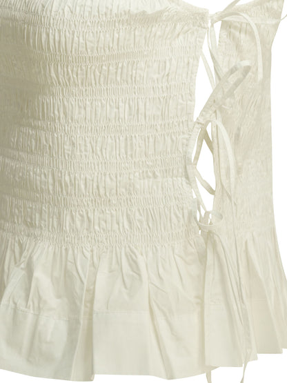 Ganni Casual pleated top - White