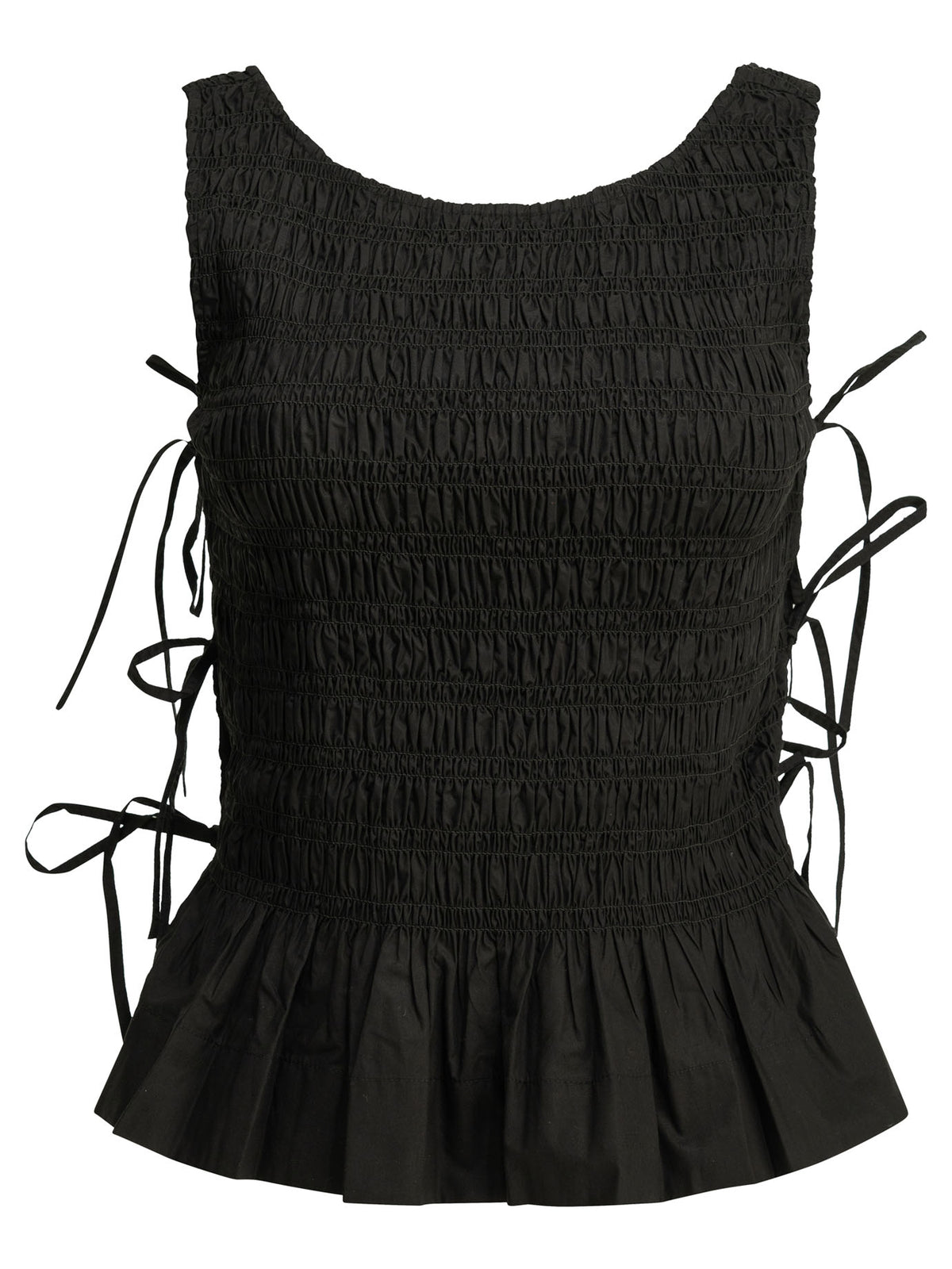 Ganni Casual pleated top - Black