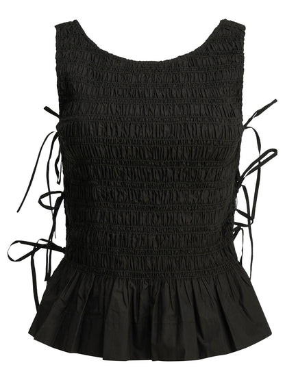 Ganni Casual pleated top - Black