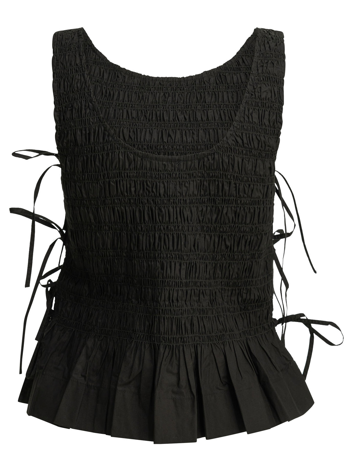 Ganni Casual pleated top - Black