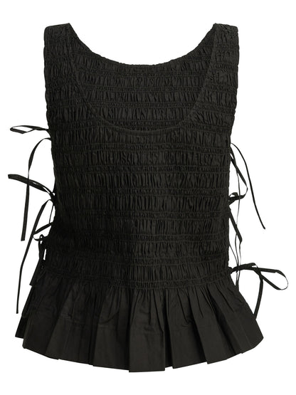 Ganni Casual pleated top - Black