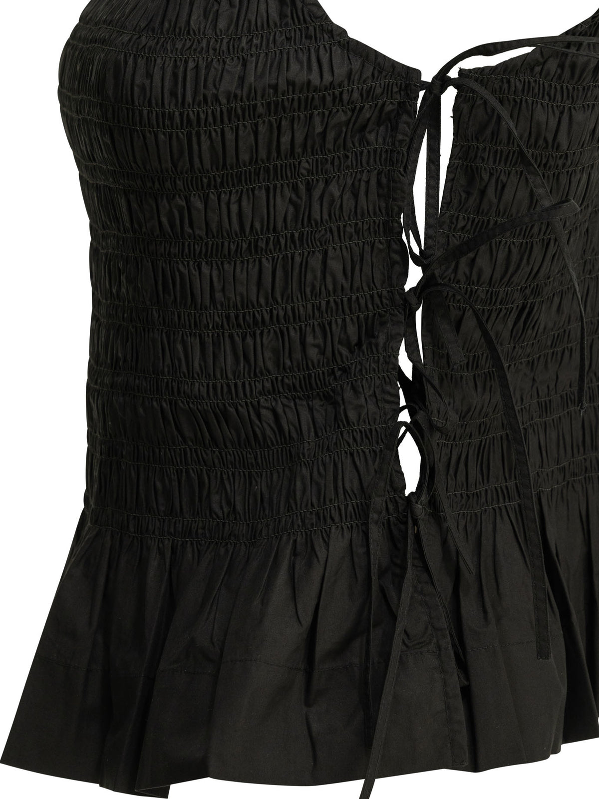 Ganni Casual pleated top - Black