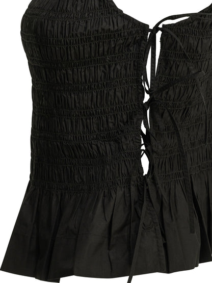 Ganni Casual pleated top - Black