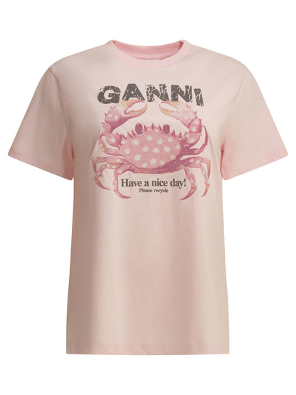 Ganni "Crab" crewneck T-shirt - Pink