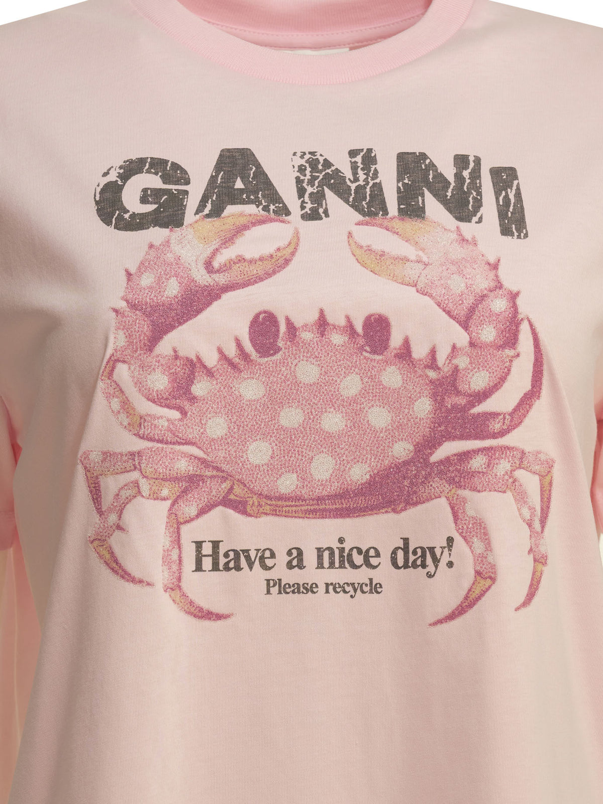 Ganni "Crab" crewneck T-shirt - Pink