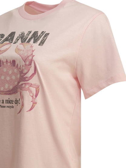 Ganni "Crab" crewneck T-shirt - Pink