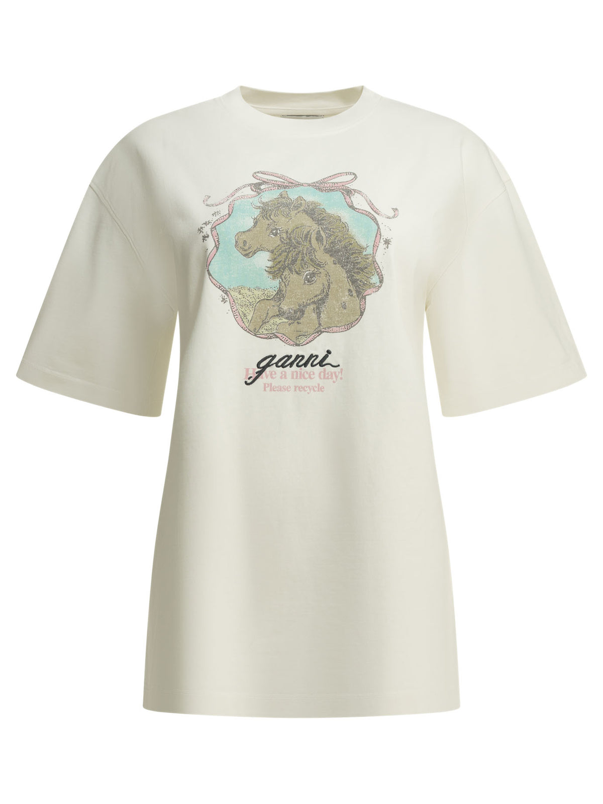 Ganni "Qixi" Crew-Neck T-Shirt - White