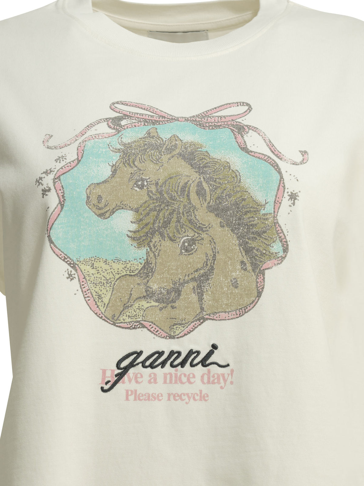 Ganni "Qixi" Crew-Neck T-Shirt - White