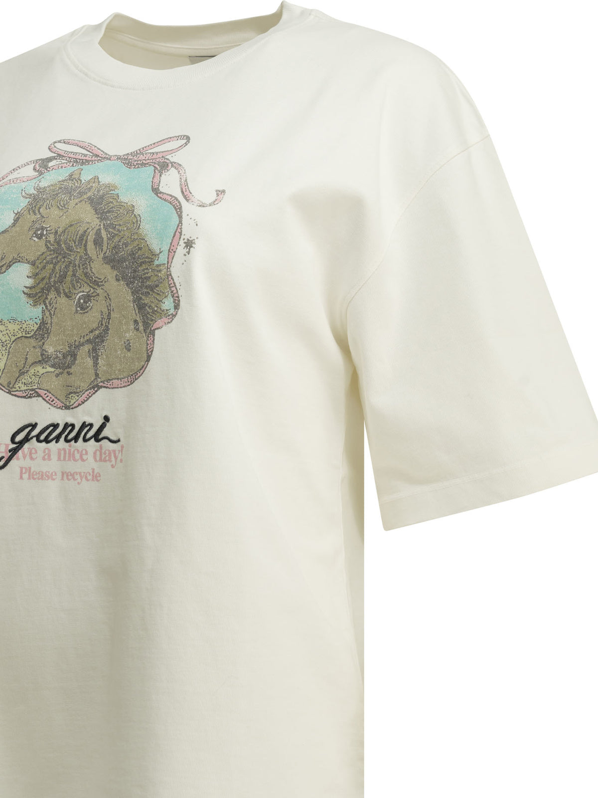 Ganni "Qixi" Crew-Neck T-Shirt - White