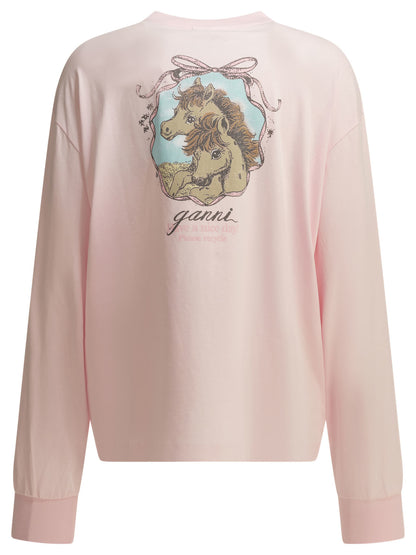 Ganni "Future" Crew-Neck T-Shirt - Pink