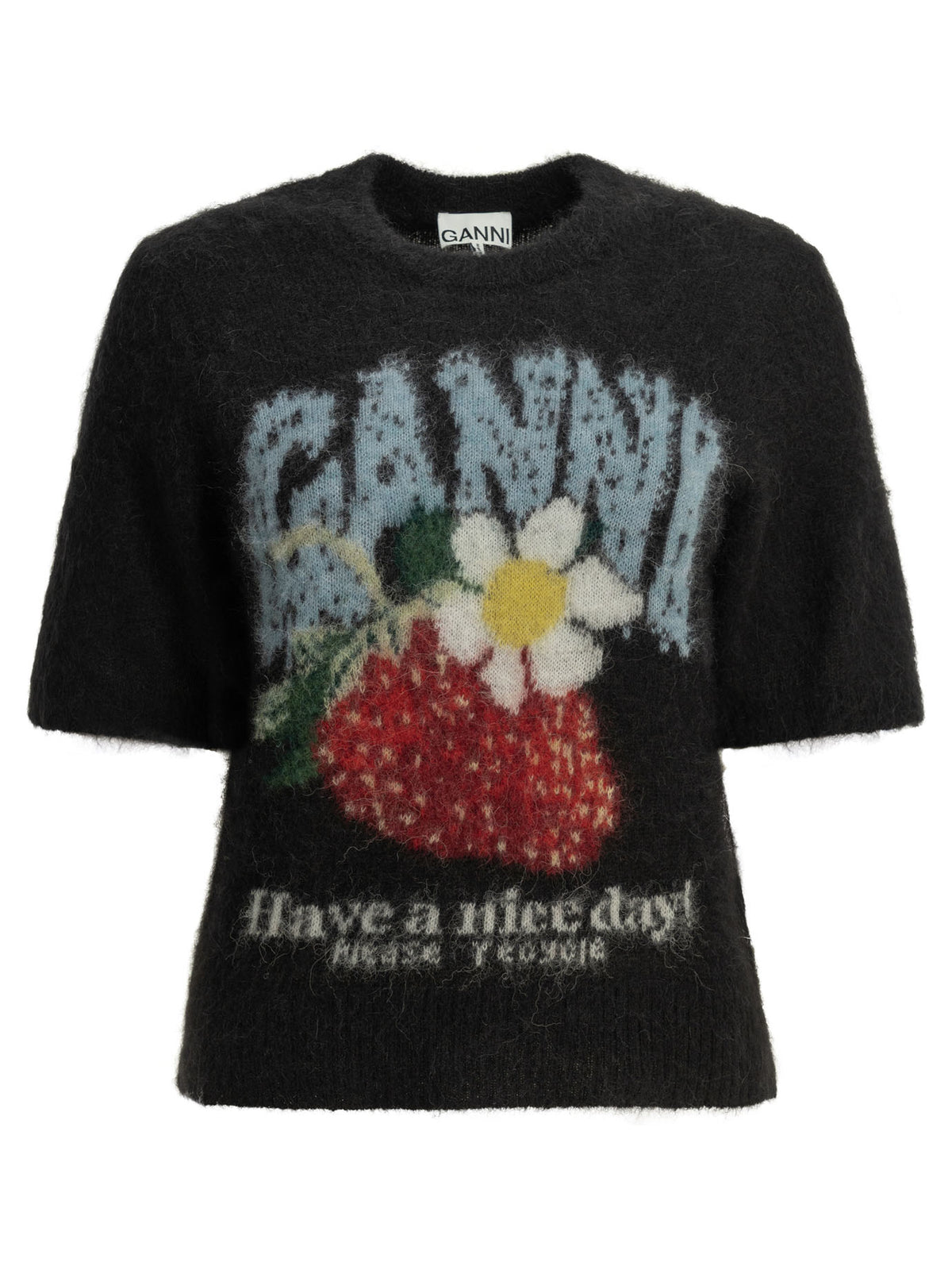 Ganni "Strawberry" Crew-neck sweater - Black