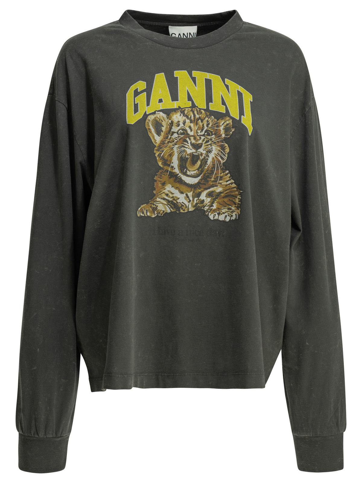 Ganni "Tiger" crewneck T-shirt - Black