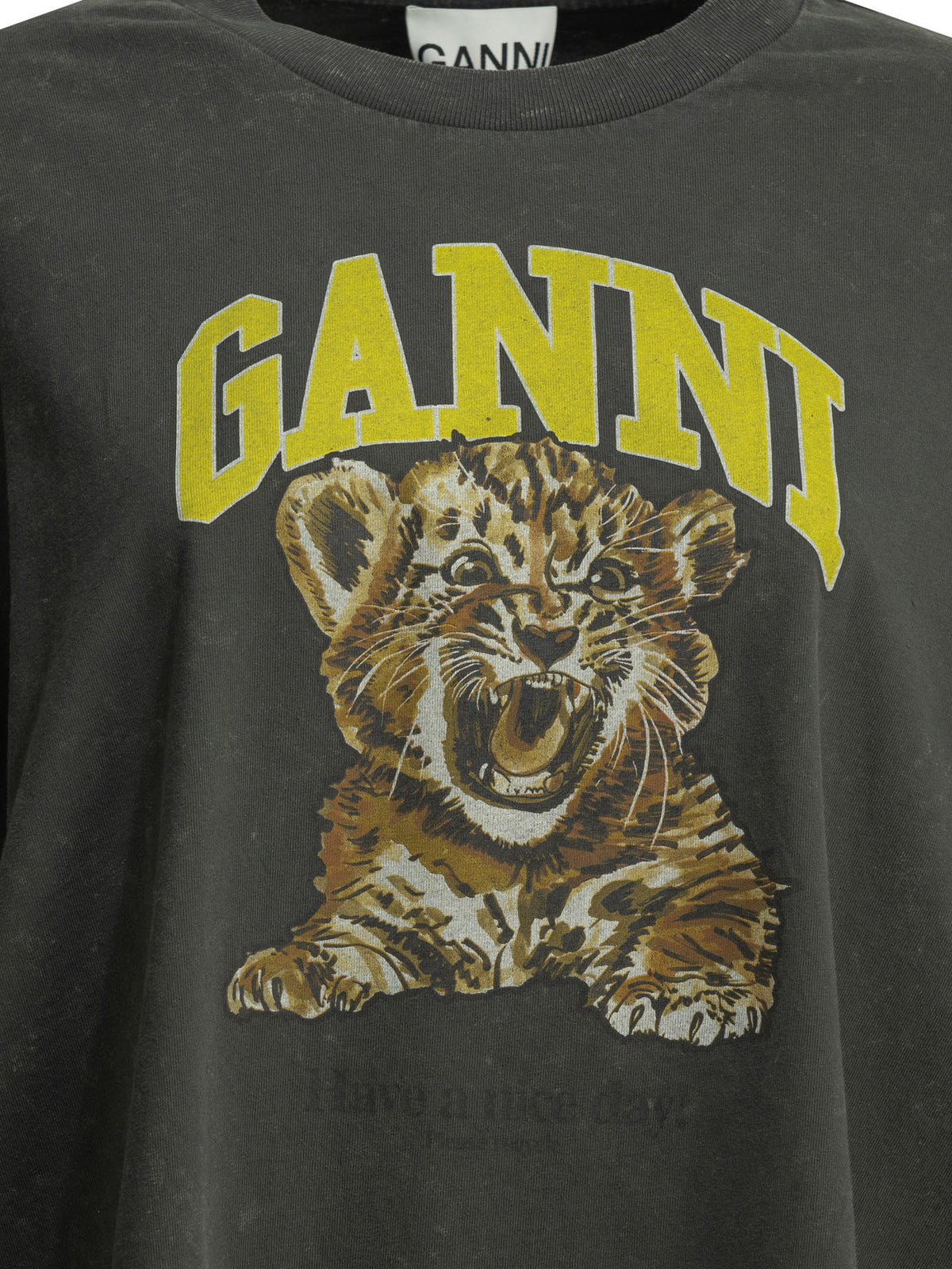 Ganni "Tiger" crewneck T-shirt - Black