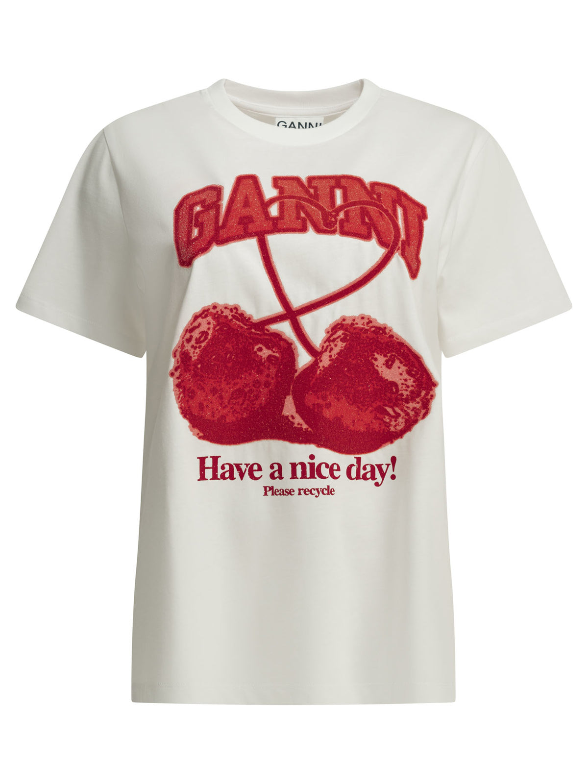 Ganni "Cherries" crewneck T-shirt - White