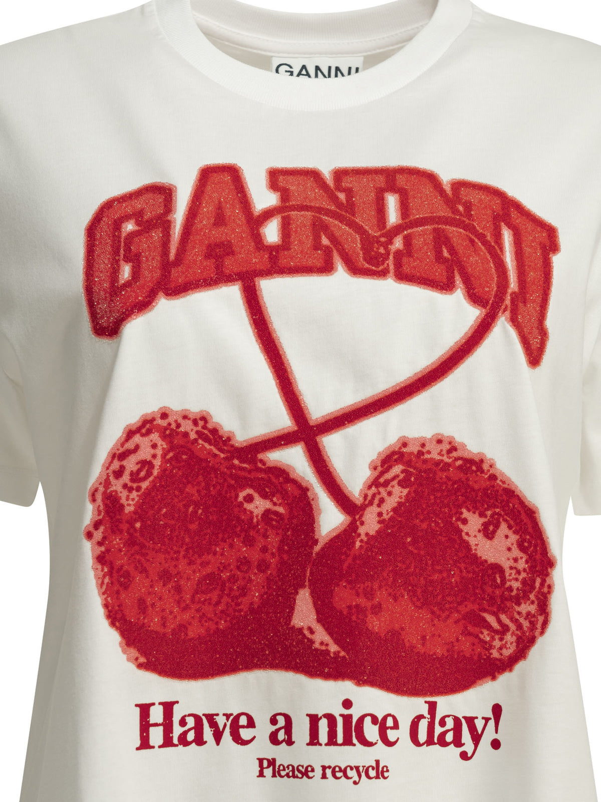 Ganni "Cherries" crewneck T-shirt - White