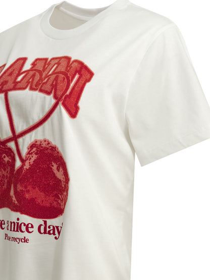 Ganni "Cherries" crewneck T-shirt - White