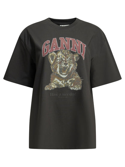 Ganni "Baby Tiger" crewneck T-shirt - Black