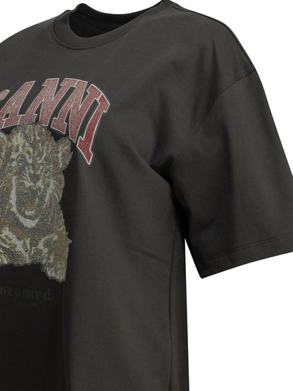 Ganni "Baby Tiger" crewneck T-shirt - Black