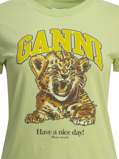 Ganni "Baby Tiger" crewneck T-shirt - Green