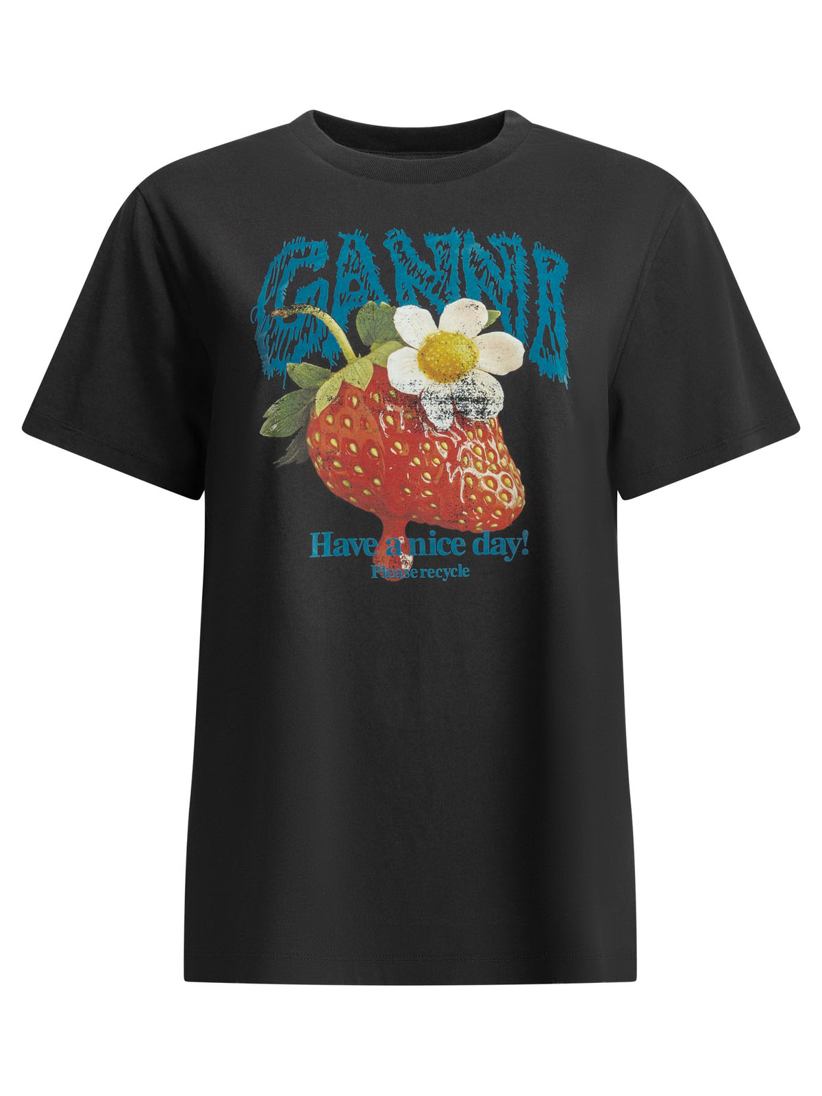 Ganni "Strawberry" crew-neck T-shirt - Black
