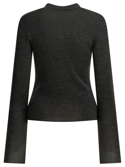 Ganni Logo polo sweater - Grey