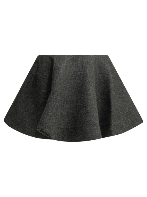 Ganni Flared wool miniskirt - Grey