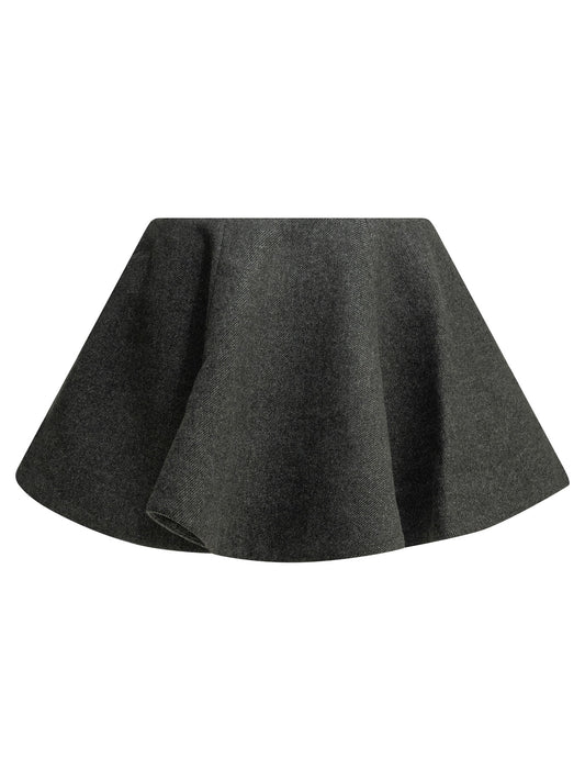 Ganni Flared wool miniskirt - Grey