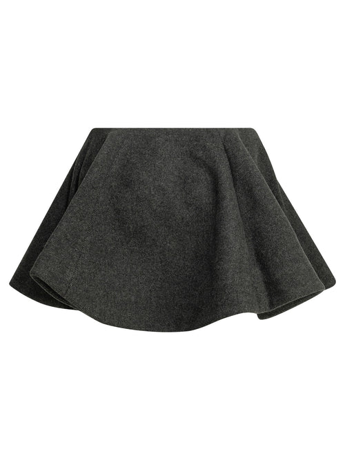 Ganni Flared wool miniskirt - Grey