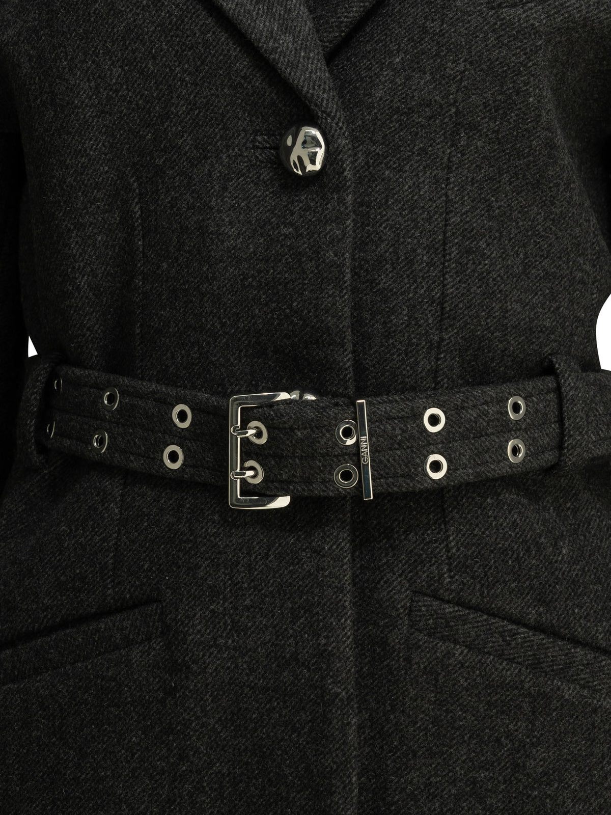 Ganni Lightweight wool jacket - Black