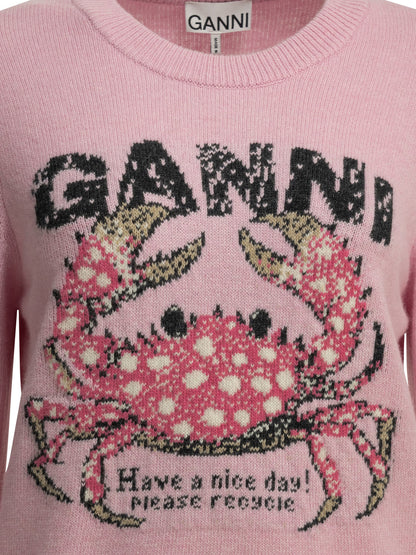 Ganni "Crab" Crewneck sweater - Pink