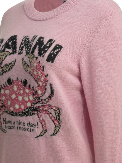 Ganni "Crab" Crewneck sweater - Pink