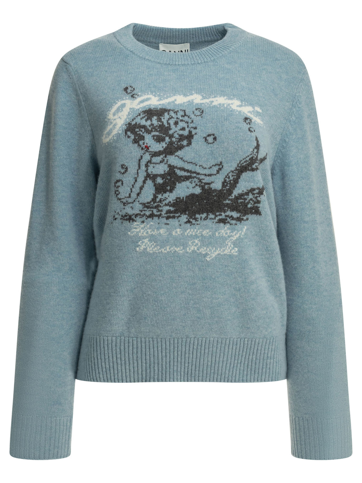 Ganni "Mermaid" Crew-neck sweater - Light Blue