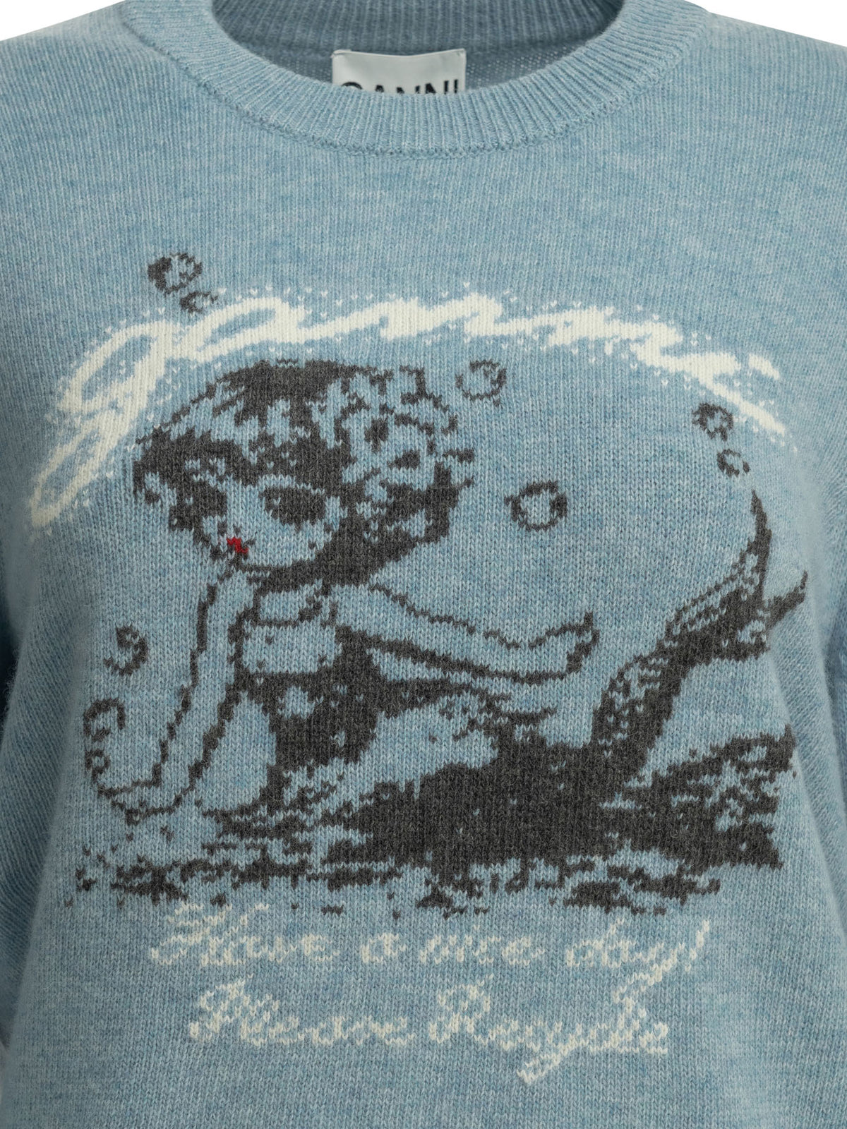 Ganni "Mermaid" Crew-neck sweater - Light Blue