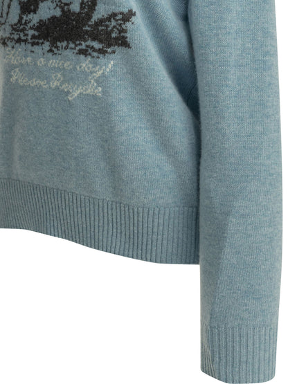 Ganni "Mermaid" Crew-neck sweater - Light Blue