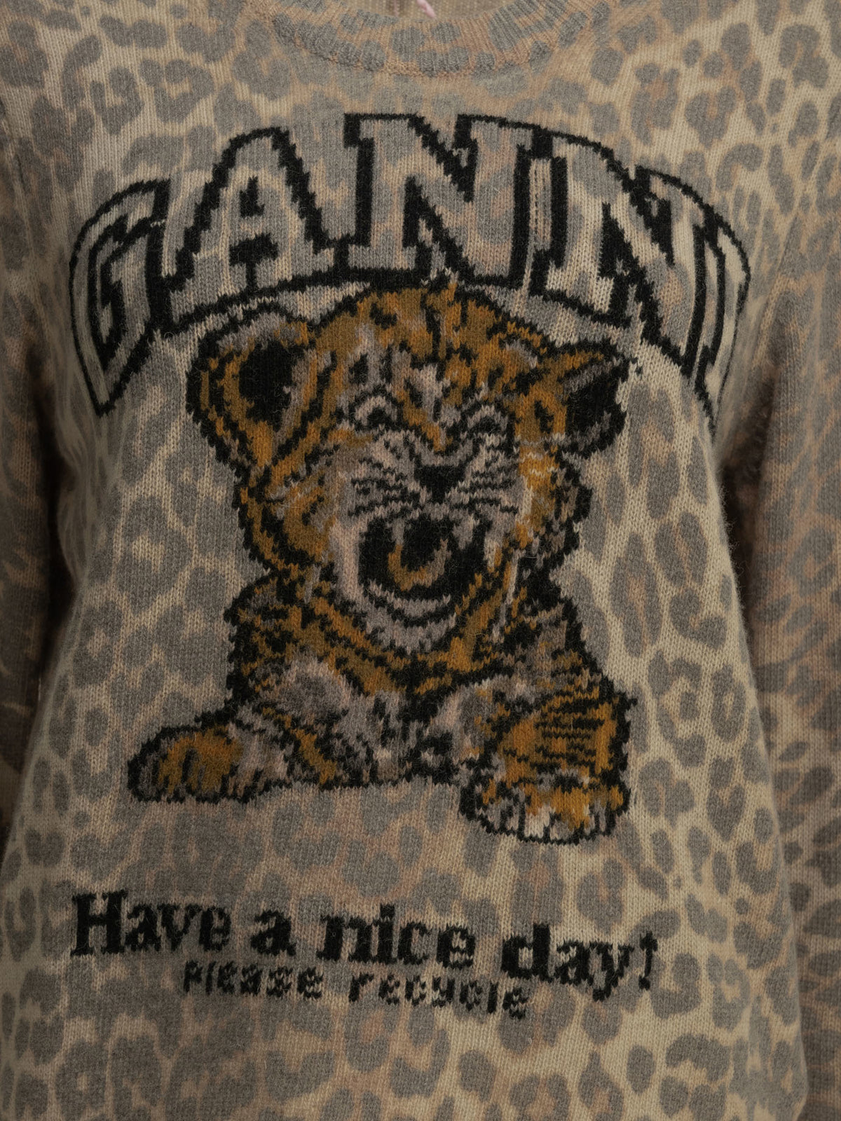 Ganni "Tiger" crewneck sweater - Brown