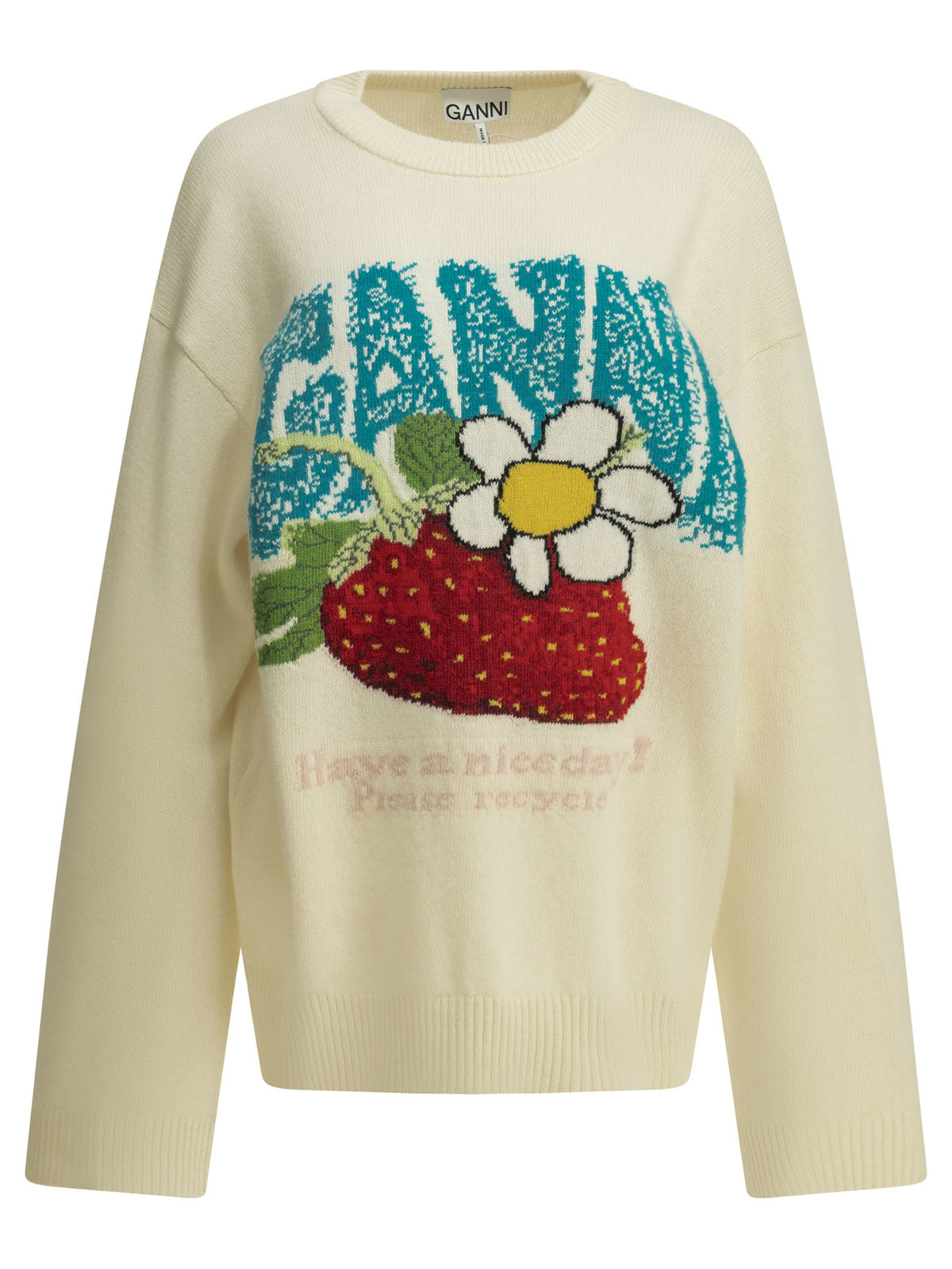 Ganni "Strawberry" Crew-neck sweater - White