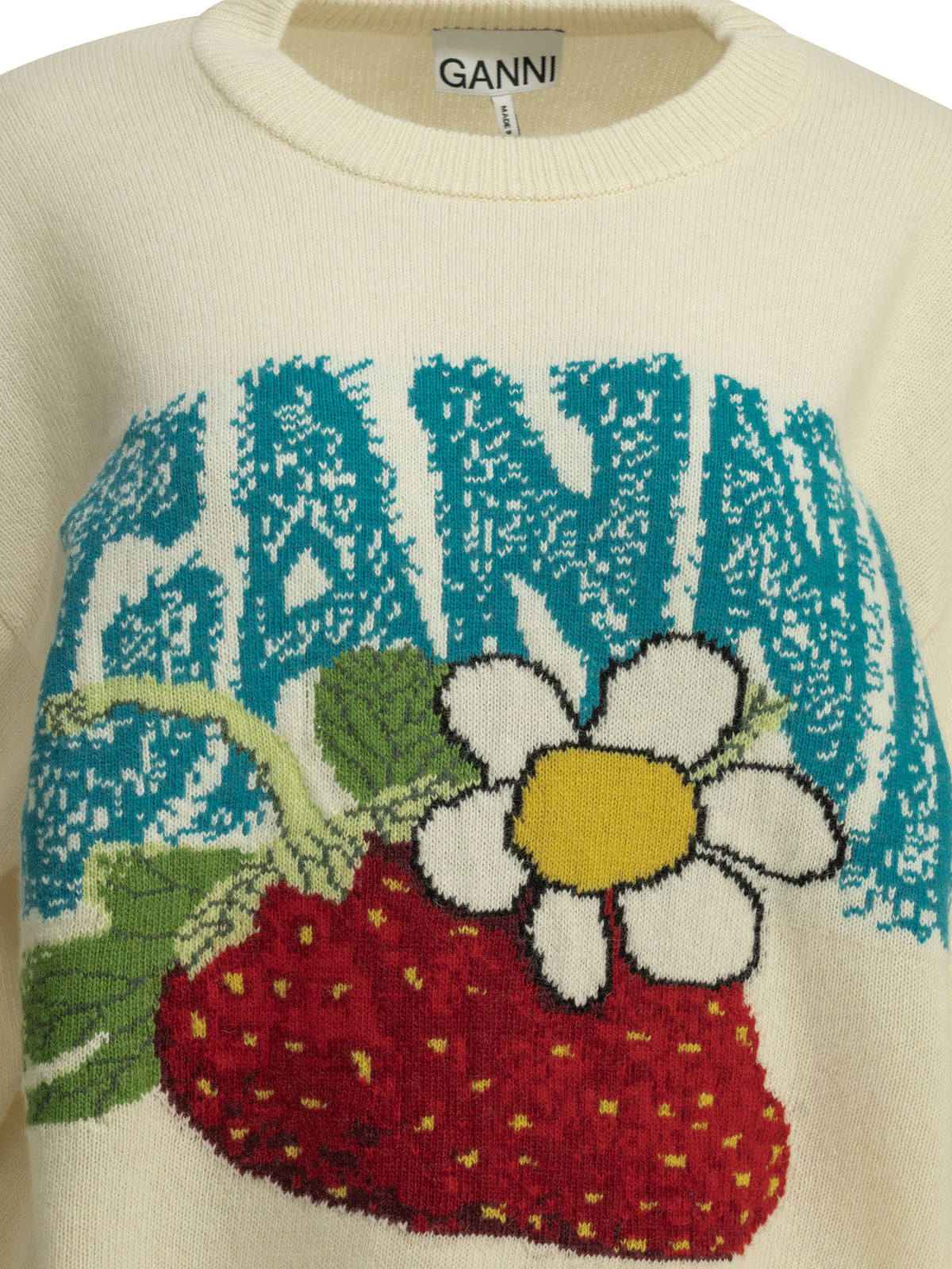 Ganni "Strawberry" Crew-neck sweater - White