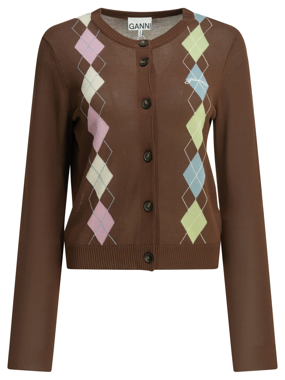 Ganni "Argyle" Cardigan - Brown