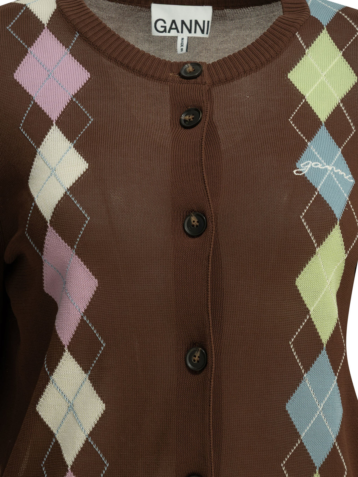 Ganni "Argyle" Cardigan - Brown