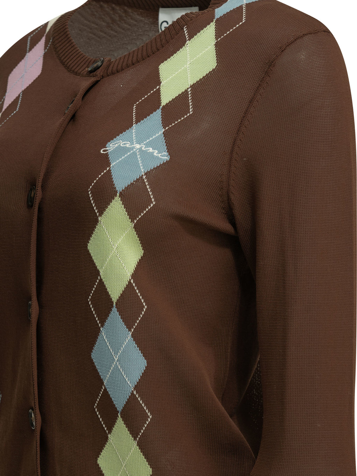 Ganni "Argyle" Cardigan - Brown