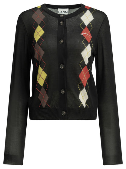 Ganni "Argyle" Cardigan - Black