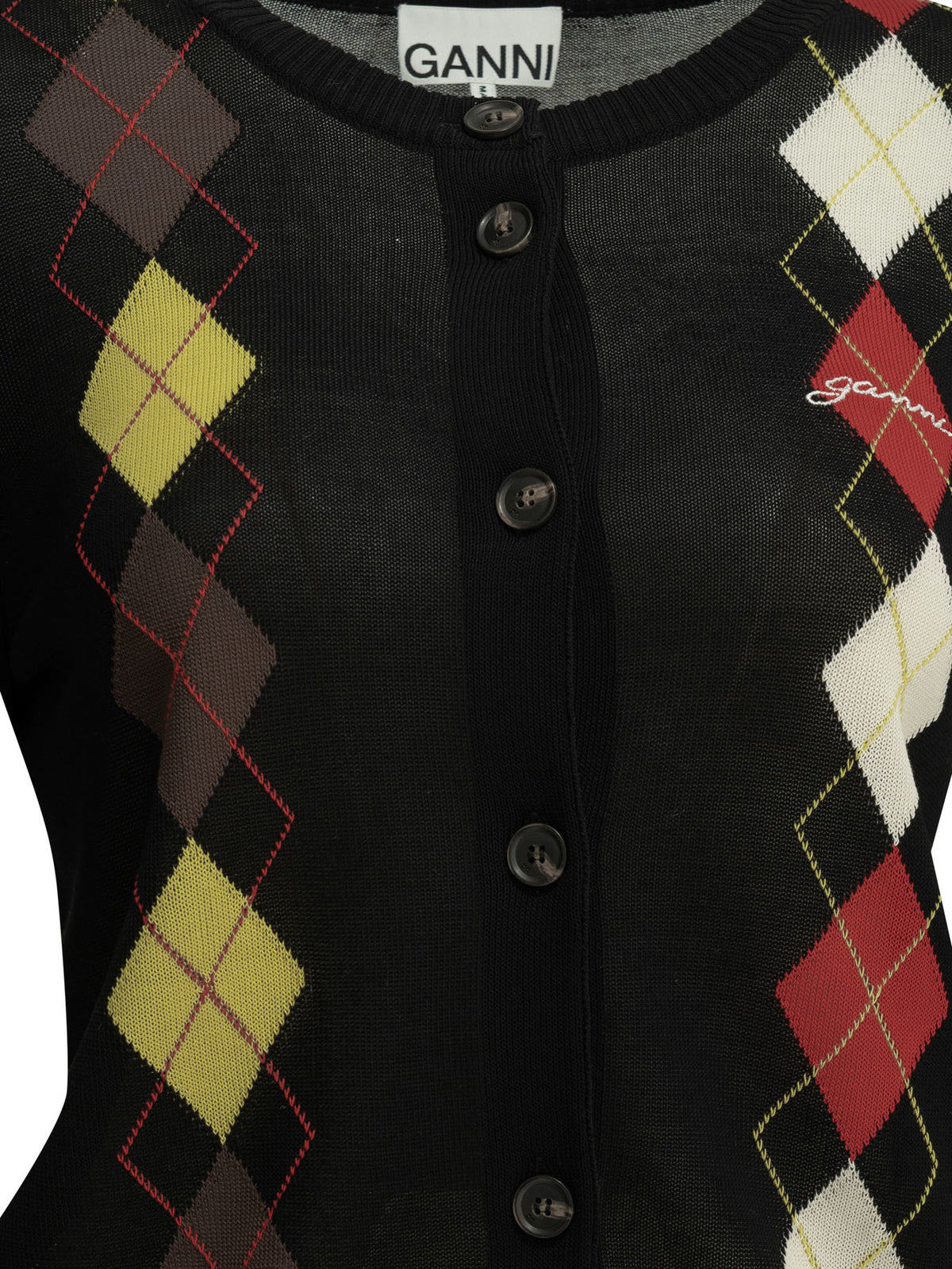 Ganni "Argyle" Cardigan - Black