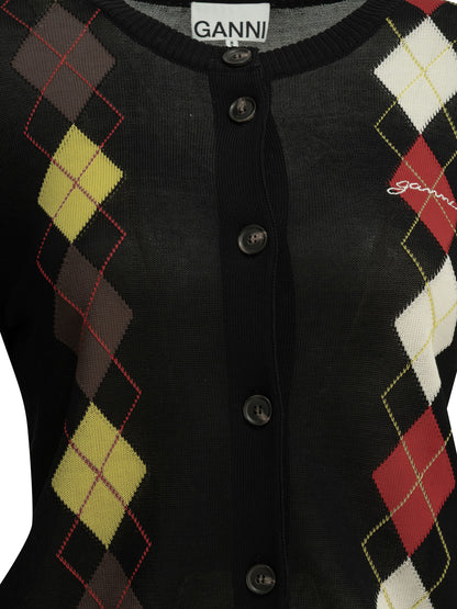 Ganni "Argyle" Cardigan - Black