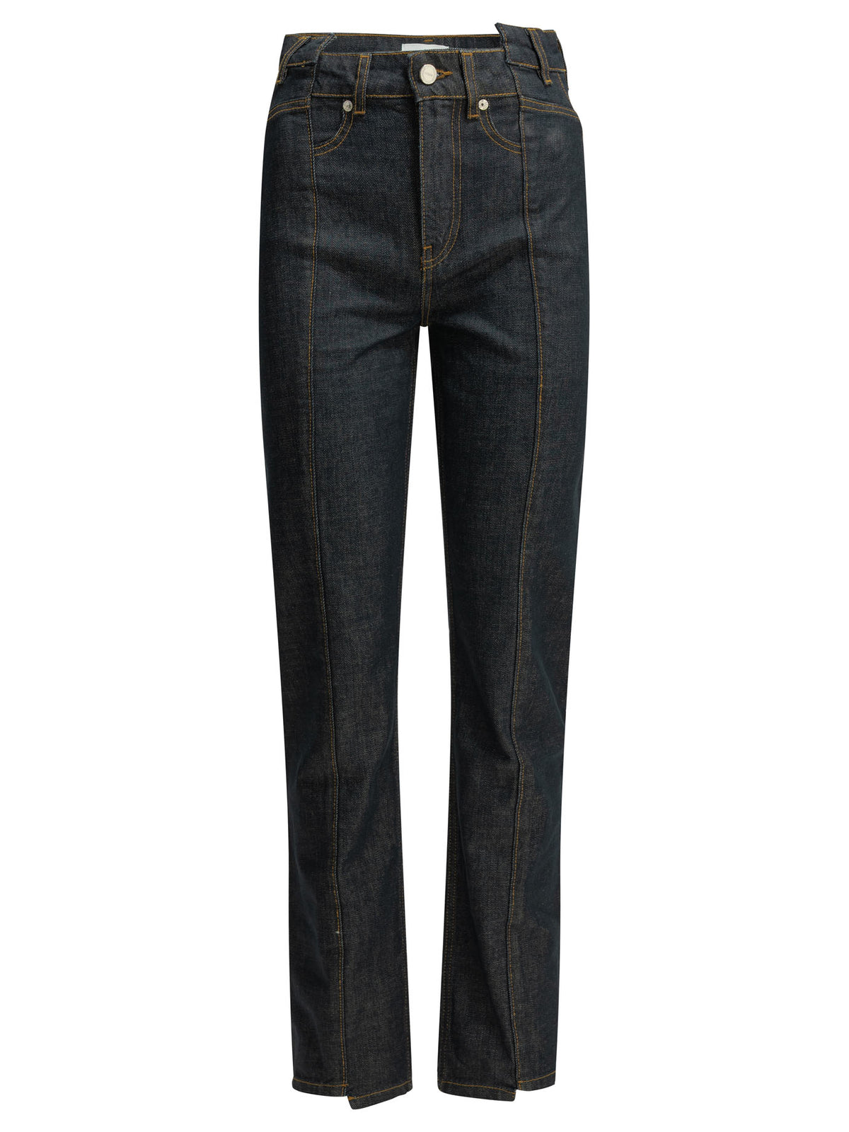 Ganni "Fold" Straight-Leg Jeans - Blue