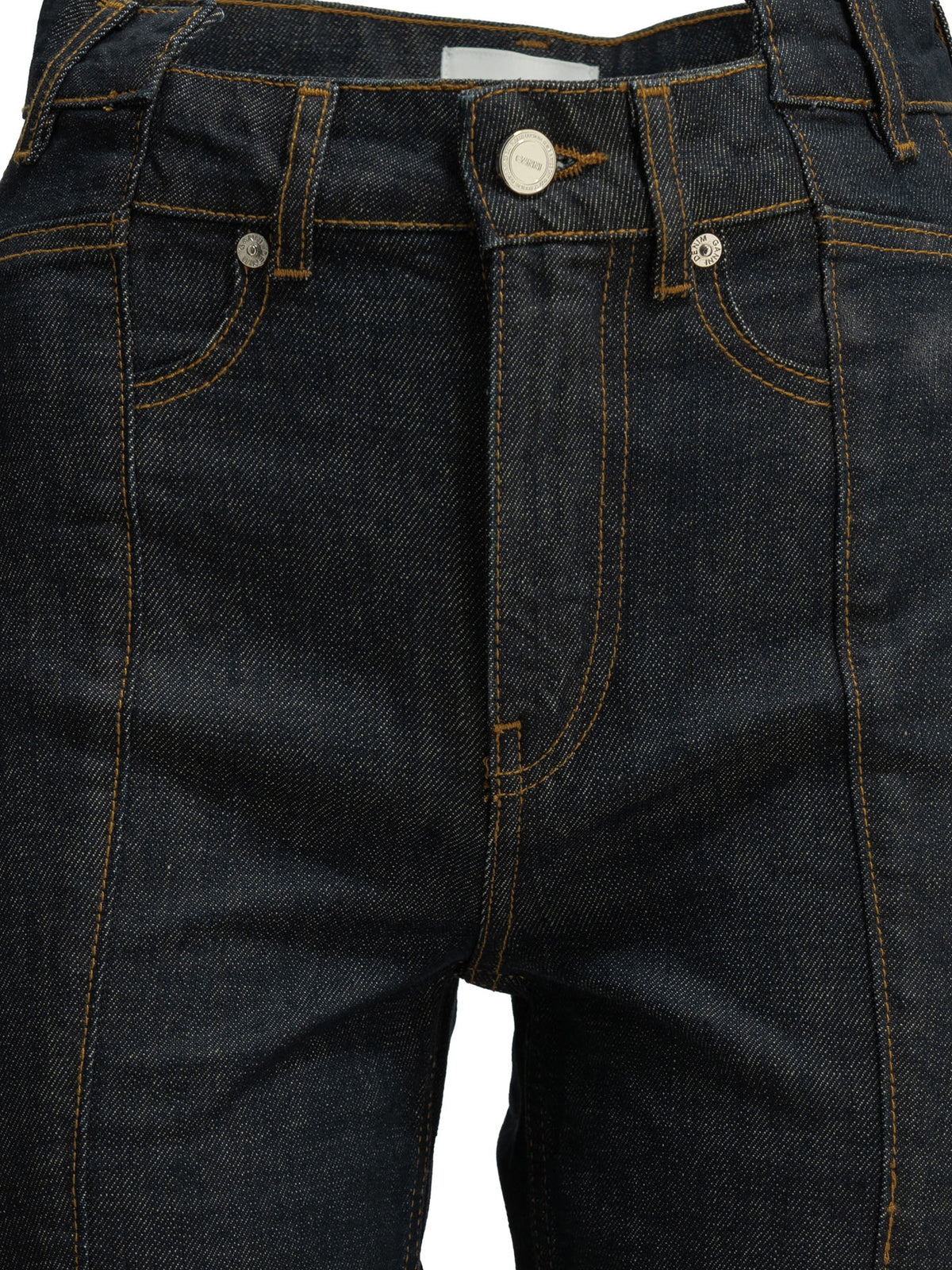 Ganni "Fold" Straight-Leg Jeans - Blue