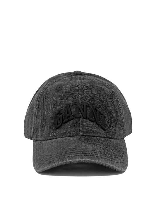 Ganni Denim baseball cap - Black