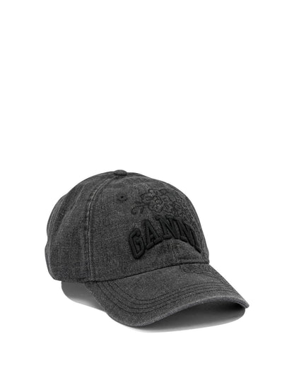 Ganni Denim baseball cap - Black
