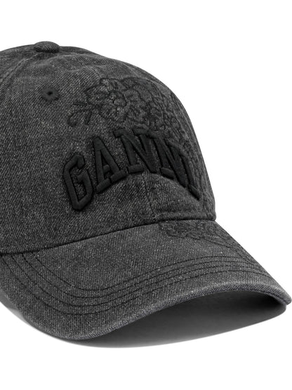 Ganni Denim baseball cap - Black