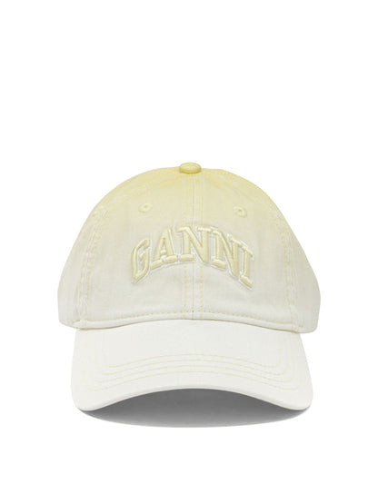 Ganni Baseball cap with logo - Yellow