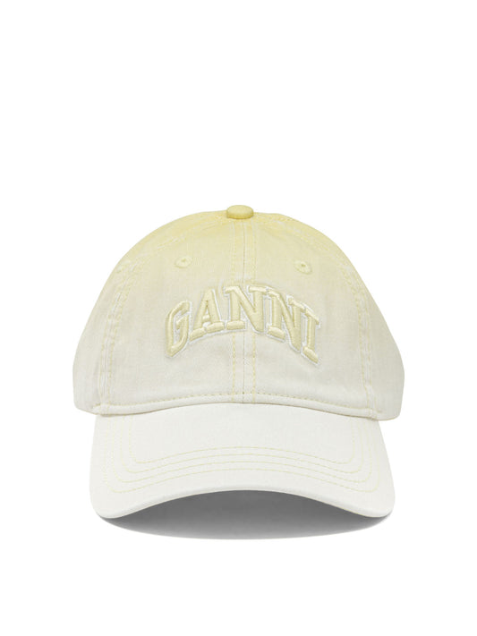 Ganni Baseball cap with logo - Yellow